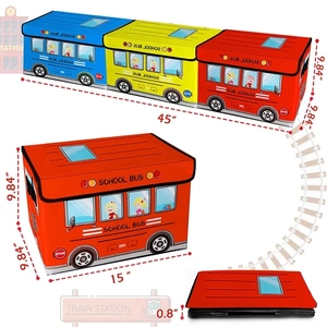 RTS Large Capacity Foldable Cloth Book Cartoon Design Children Organizer Block <strong>Toy</strong> Car Storage <strong>Box</strong> for Bedroom - Product Image 1
