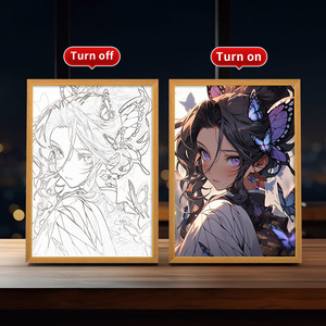 Anime ánh sáng ban đêm <span class=keywords><strong>LED</strong></span> sơn thiết kế với 3 màu sắc gỗ khung ảnh đèn cho phòng ngủ trang trí nội thất khung ảnh với ánh sáng <span class=keywords><strong>LED</strong></span> - Product Image 5