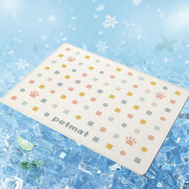 Tapis pour animaux de compagnie en soie glacée - Beige tacheté