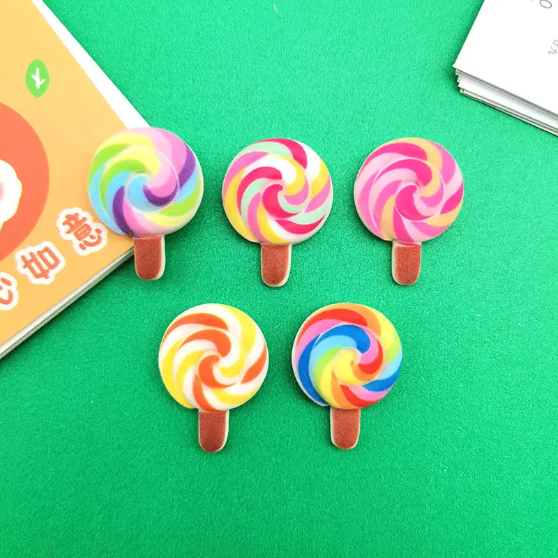 2023 baru buatan mini lolly casing ponsel dekorasi rainbow lollipop makanan datar jimat kembali