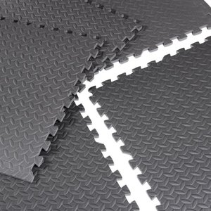 High Density Interlocking Puzzle Mat <strong>1</strong>/2&quot; Thick <strong>EVA</strong> <strong>Foam</strong> Exercise Gym Flooring Black 6 Pieces - Product Image 3