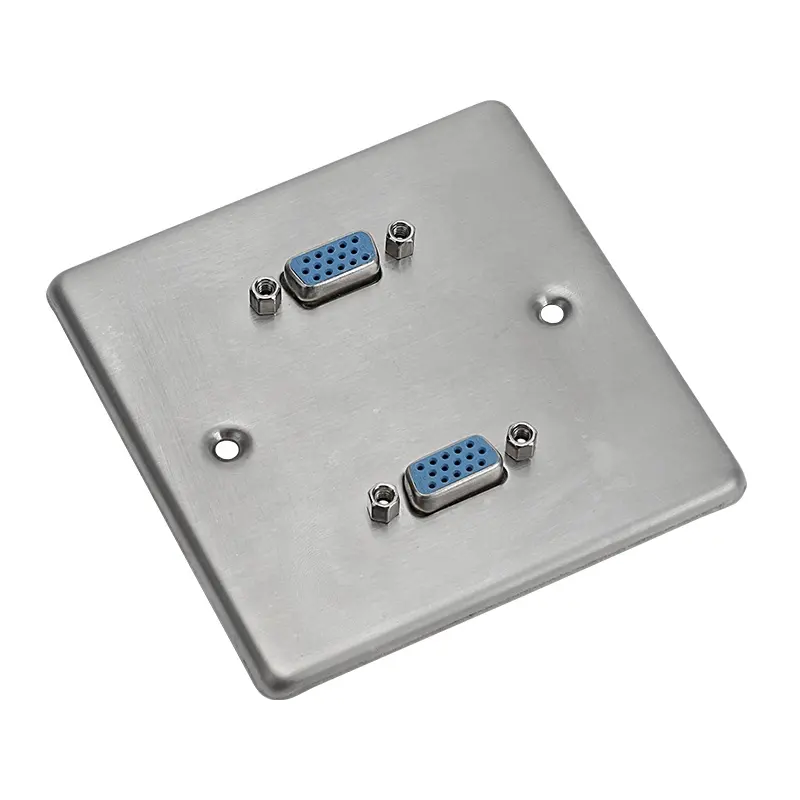 Placa frontal de Metal VGA para hogar inteligente, enchufe de pared con 2 puertos Keystone, tipo americano, EE. UU., Reino Unido, 86