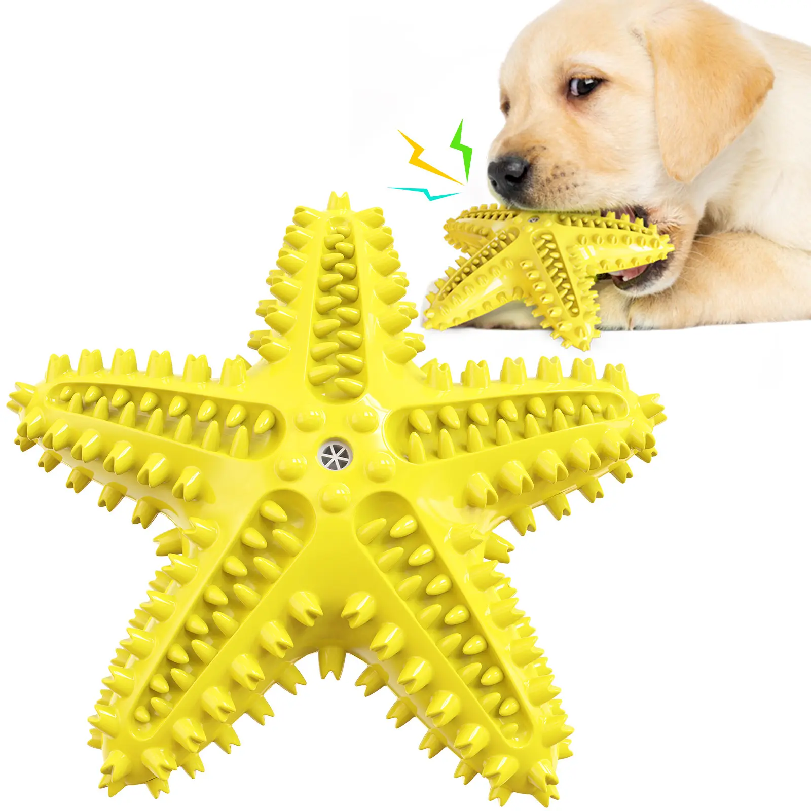ของเล่นสุนัขรูปทรงปลาดาวทำจากยาง TPR ของเล่นสำหรับทำความสะอาดฟันส่งเสียงดัง