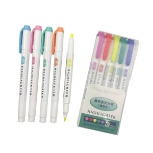 Punta a scalpello doppia testa liscia scrittura fantasia colore evidenziatore pennarello evidenziatore personalizzato produttori all'ingrosso - Product Image 1