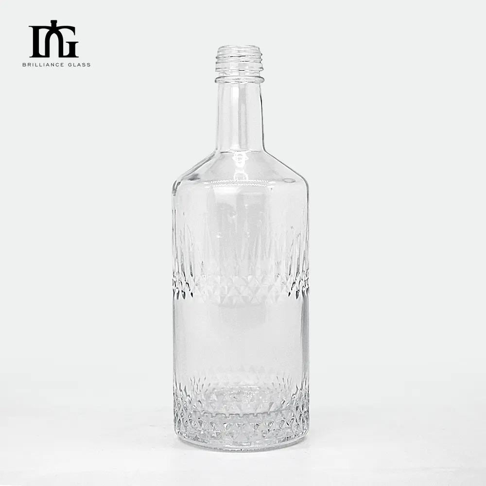 Grosir botol minuman keras kaca 750ml 500ml wiski Gin minuman keras kaca Vodka roh botol untuk minuman keras dengan kualitas tinggi-
