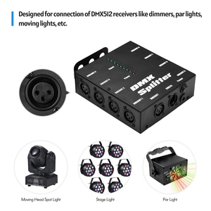 Distribuidor divisor de amplificador de señal óptica DMX512 1 entrada y salida directas 8 salidas independientes para Etapa de controlador de luz
