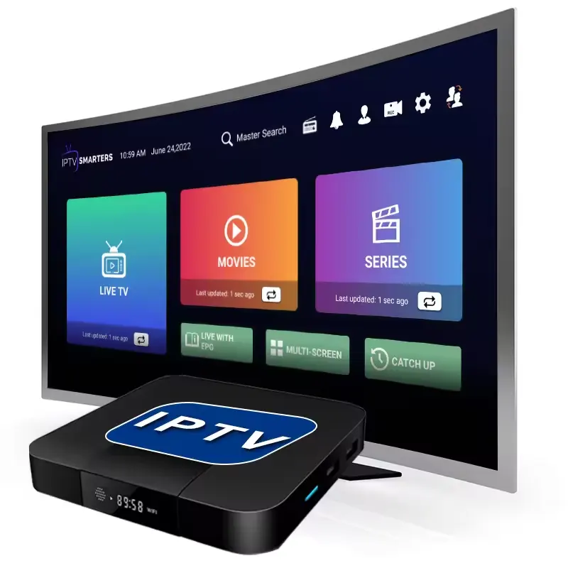 2024 IPTV Box Android 4K HD Venda quente em 12 meses de garantia Sem aplicativo incluído painel de revendedor de assinatura
