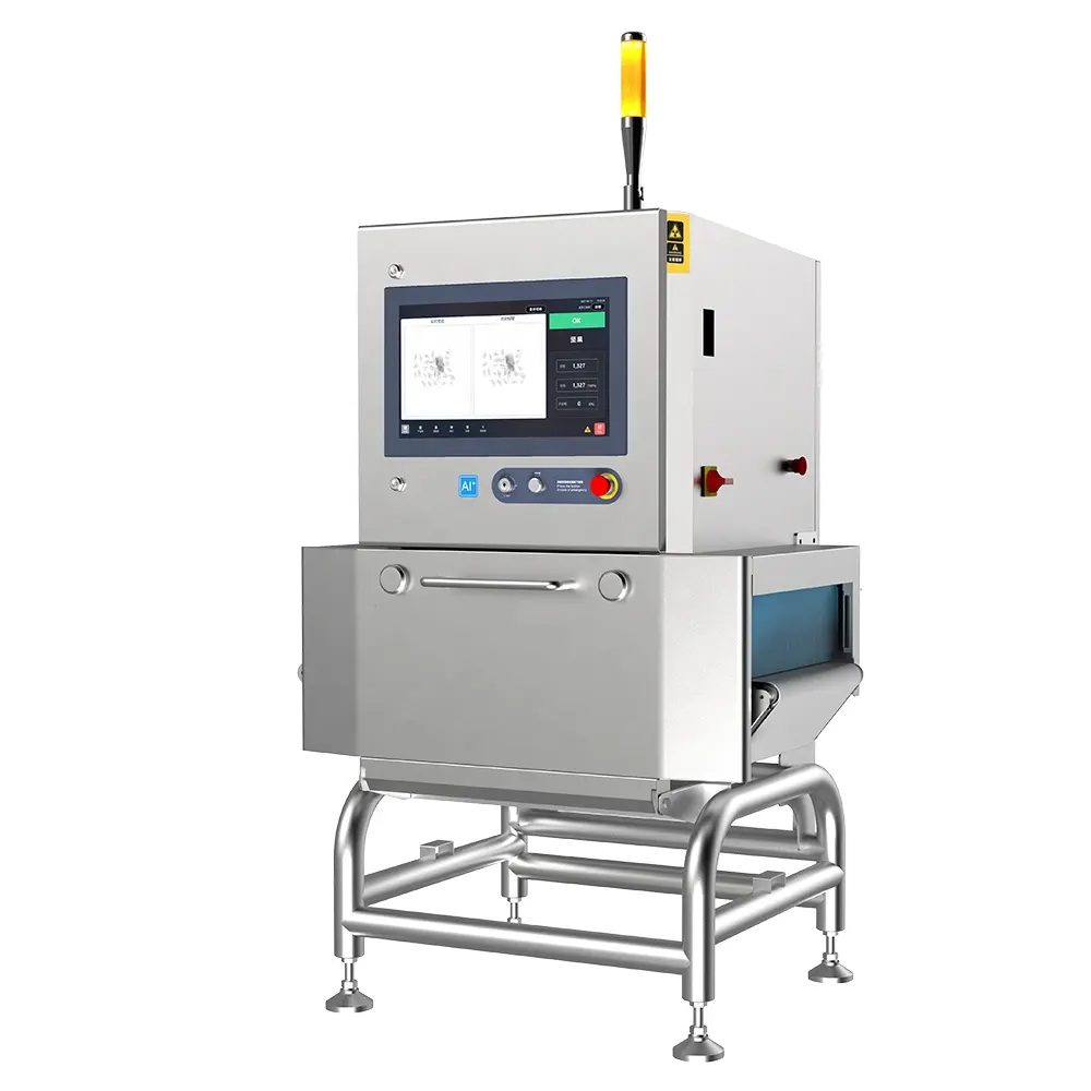 Detecção de material estrangeiro do transportador do sistema de inspeção de defeitos por raios X para produtos ensacados