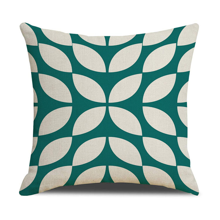OEM Service Solid Color Custom Geometric Pattern Linen Pillow Cover Digital Printing Pillow Cushion Cover