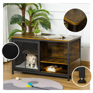 Katachtige Retraite Haven Stijlvolle Compartiment Katten Fusion Hout & Stalen Leefruimte Gezellig Bed Glijdende Ingangen Aardse Bruine Afwerking - Product Image 5