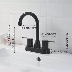 Luxury Waterfall Basin <strong>Faucet</strong> Black <strong>4</strong> Inch Bathroom <strong>Faucets</strong> for <strong>Sink</strong> 3 Hole 2 Handle Basin Tap