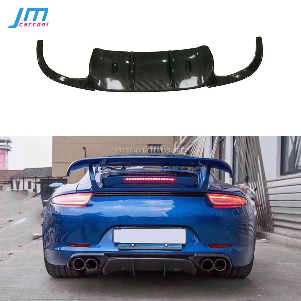 Difusor de lábio traseiro de fibra de carbono, spoiler em v, estilo adequado para porsche 911 991 2012 gt3 2013 2014 2015, estilização do carro