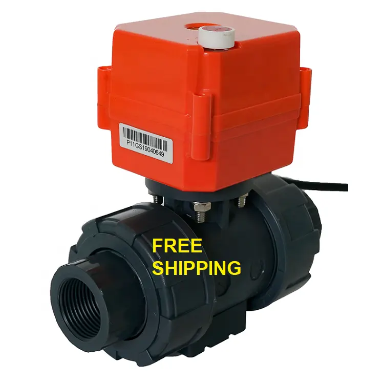 HEPHIS DN15-DN100 DC24V AC220V 2 Ways Electric Motorized Auto Water Gas Oil Motor Operated PVC PPH Ball Valve