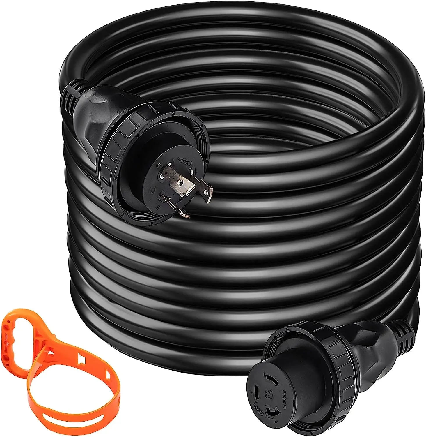 Cable de alimentación de extensión de generador 30A NEMA de 50 pies, cable de extensión de alimentación a tierra RV, cable de alimentación marino resistente a la intemperie