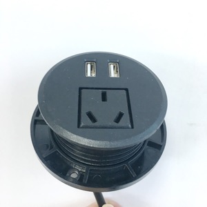 Hole <strong>Size</strong> 60mm AU Recessed Round Grommet Desktop Drawer Outlet with USB <strong>Port</strong> Hidden Recessed Power Strip with Usb for Furniture - Product Image 1