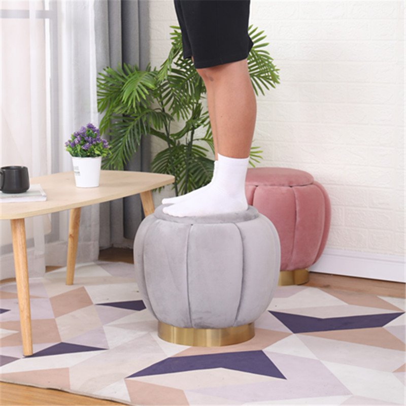 Modern Velvet Pouf Round Tufted Storage Ottoman With Gold Base