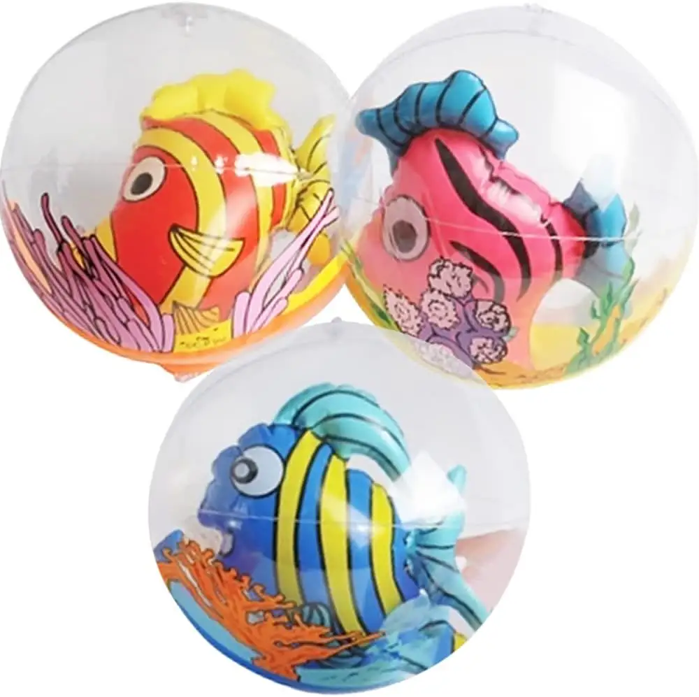 Clear Balls Inflatable Swimming Pool Toys with Colorful Fish Inside PVC Customized Beach Balls