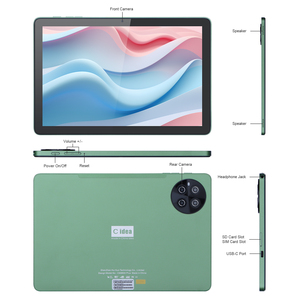 C Idee Android 14 Tablet 10,1 Zoll mit Tastatur 8GB RAM 512GB Rom/128GB Dual Sim 13 16 MP Kamera 10000mAh (Grün) - Product Image 1