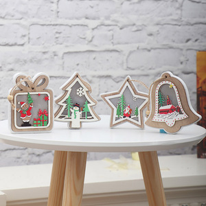 Popüler tasarım sevimli noel ağacı asılı ahşap süs kolye
