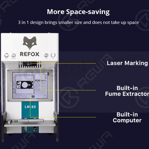 REFOX LM-80 3 in 1 Intelligent Laser Marking Machine Built-in Fume Extractor <strong>Computer</strong> for Phone Back Cover Remove Laser Marking - Product Image 3