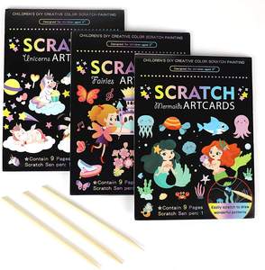 Doğum günü hediyesi Mermaid tasarımlar çocuklar için Scratch sanat Scratch Off kağıt sihirli boyama gökkuşağı scratch kağıt seti