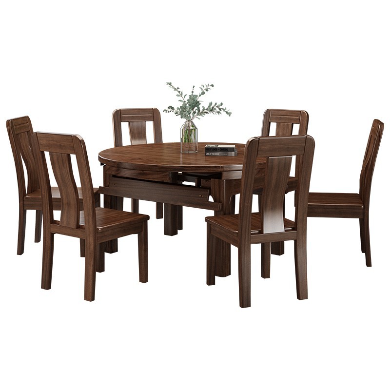 Walnut wood single table with 4 chairs