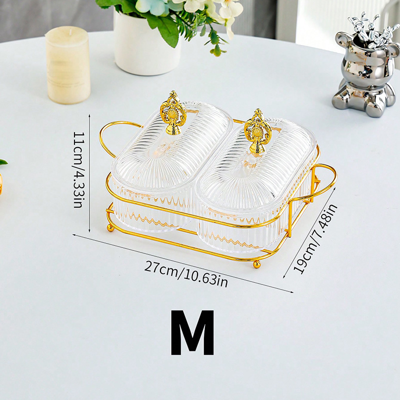 Transparent oval dish with lid M