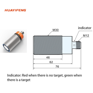 Sensor ultrasónico cilíndrico de salida analógica HUAYIFENG M30, rango de detección 100 ~ 2000mm, resistente al agua y al aceite IP67