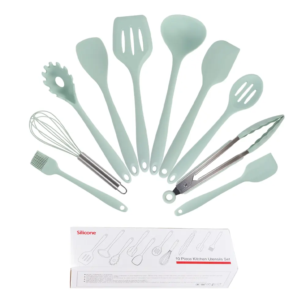 Accesorios de cocina para el hogar de fábrica, utensilios de cocina de silicona resistentes al calor para alimentos, 12 Uds., utensilios de cocina de silicona antiadherentes