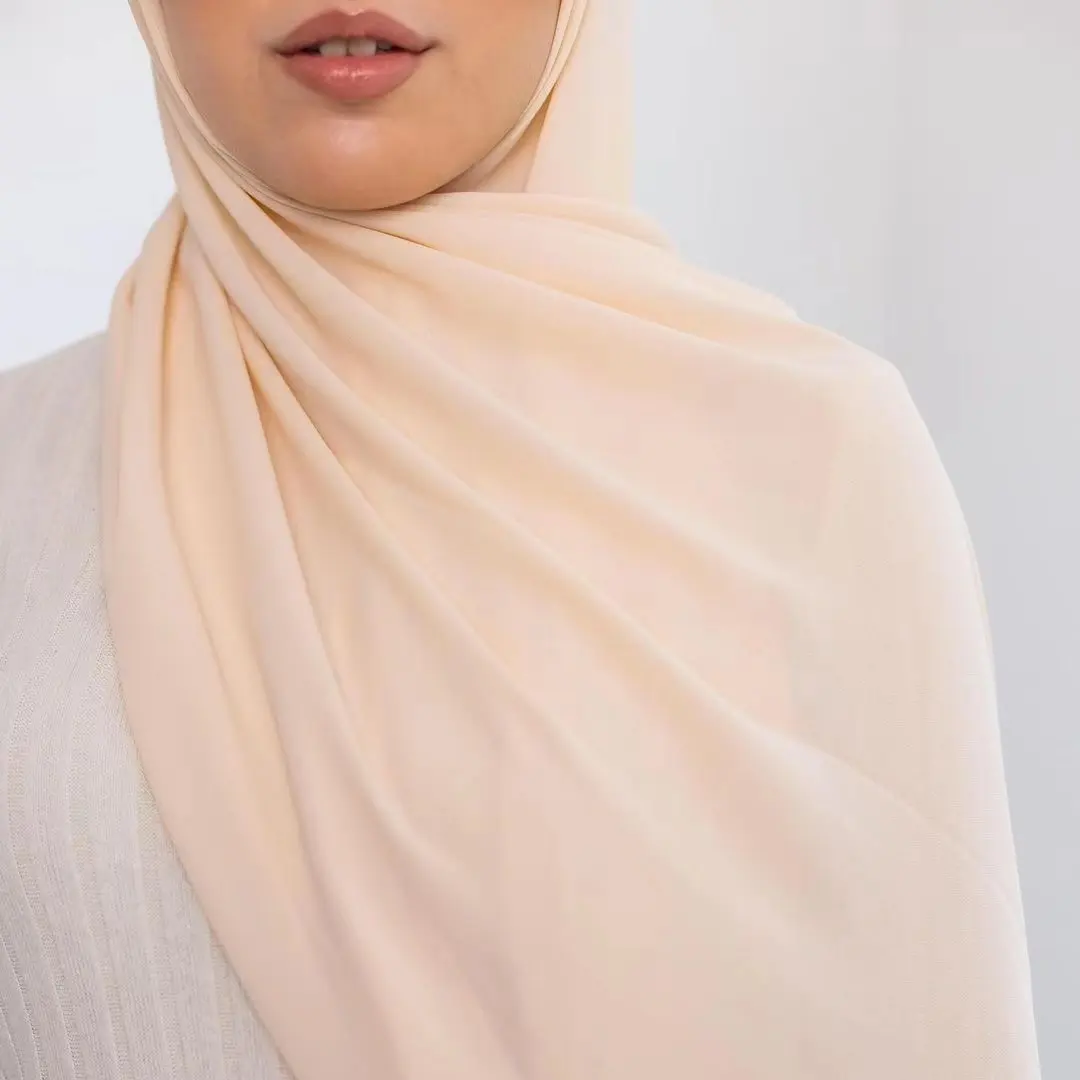 Hijabs Moslim Vrouwen Etnische Sjaals Sjaals Groothandel Effen Georgette Sjaal Dikke Bubble Zware Chiffon Hijab Sjaal