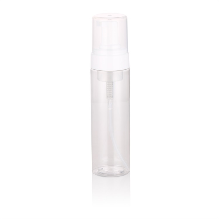 botella transparente + bomba blanca