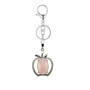 Wholesale Small <strong>Apple</strong> Shape Natural Crystal Stone Healing Pendant Keychain New Design Custom Wire Keychain for DIY Animal Theme - Product Image 6