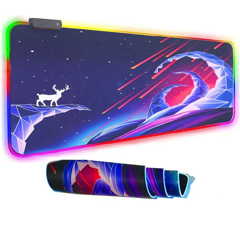 Rgb mouse pad mesa de escritório mousepad design teclado computador estendido grande led rgb gaming mouse pad 80x30 Estrela cadente