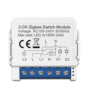 XZJ Mini Smart <strong>Switch</strong> 2CH Double Pole Durable 10A Max. Current ABS &amp; PC Material Smart Life App Compatible - Product Image 1