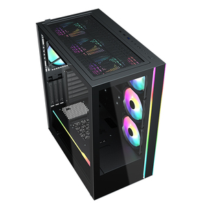 Custodia personalizzata in alluminio Atx Pc CPU Cabinet telaio in vetro temperato per Computer con striscia luminosa RGB