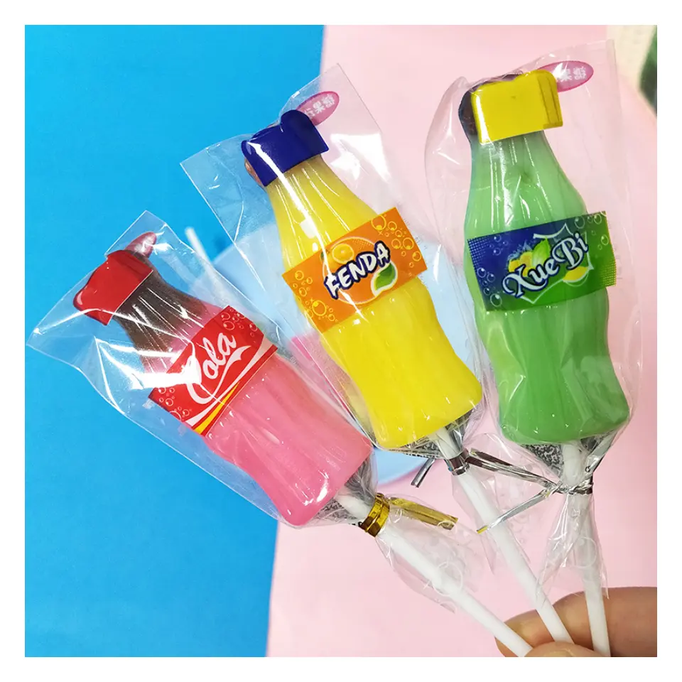 15g bouteille créative en forme de soda aromatisé cola sucette bâton bonbons collations exotiques dans une boîte pour les enfants