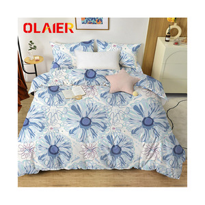 Breathable 100% Digital Print French Style <strong>Bedding</strong> Set Washed Flax Bed Sheet Set - Product Image 5