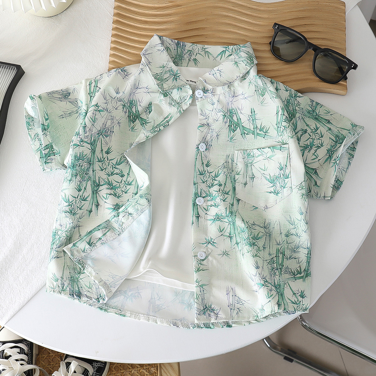 Chemise simple Csl bambou cyan