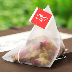 Bolsita de té de malla triangular de nailon PLA, bolsa de té de pirámide con cadena y logotipo vacío, venta al por mayor - Product Image 3