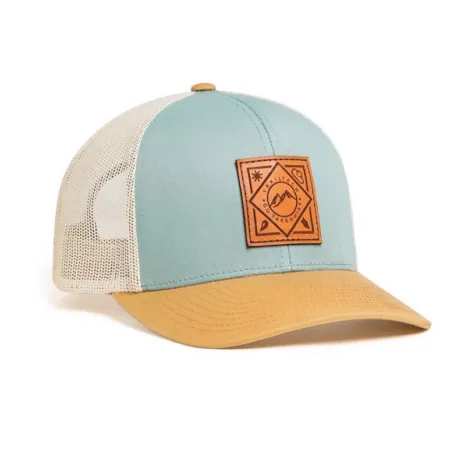 Casquette et chapeau en coton sergé Logo en cuir personnalisé Casquette et chapeau en maille de camionneur en coton personnalisé avec logo brodé