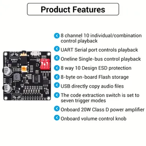 20W Hochleistungs-Soundkarte-DC 12V/24V, Mono 8Ohm Unterstützung, MP3/WAV-Wiedergabe, DIY-Soundsystem | Modernes Sound modul - Product Image 2