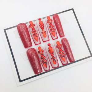 Wholesale Supplies Luxury 100% Real Hand Made Nail <strong>Tips</strong> Full Cover Press on Nails Artificial Fingernails for Women - Product Image 5
