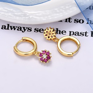 Hanhan Botanical Drop Earrings - Vibrant <strong>CZ</strong> Floral Dangles, 5-Color Hypoallergenic <strong>Collection</strong> - Product Image 5