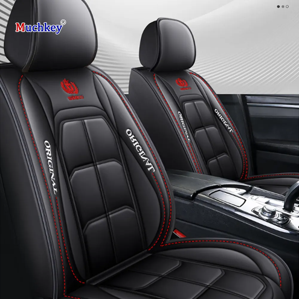 Muchkey-fundas universales para asientos de coche, accesorios de Interior de coche, decoración de cuero, funda de asiento deportivo, cojín completo