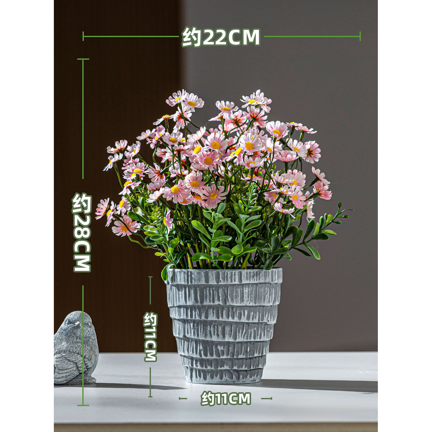 Fleur en pot marguerite rose (22x28cm)