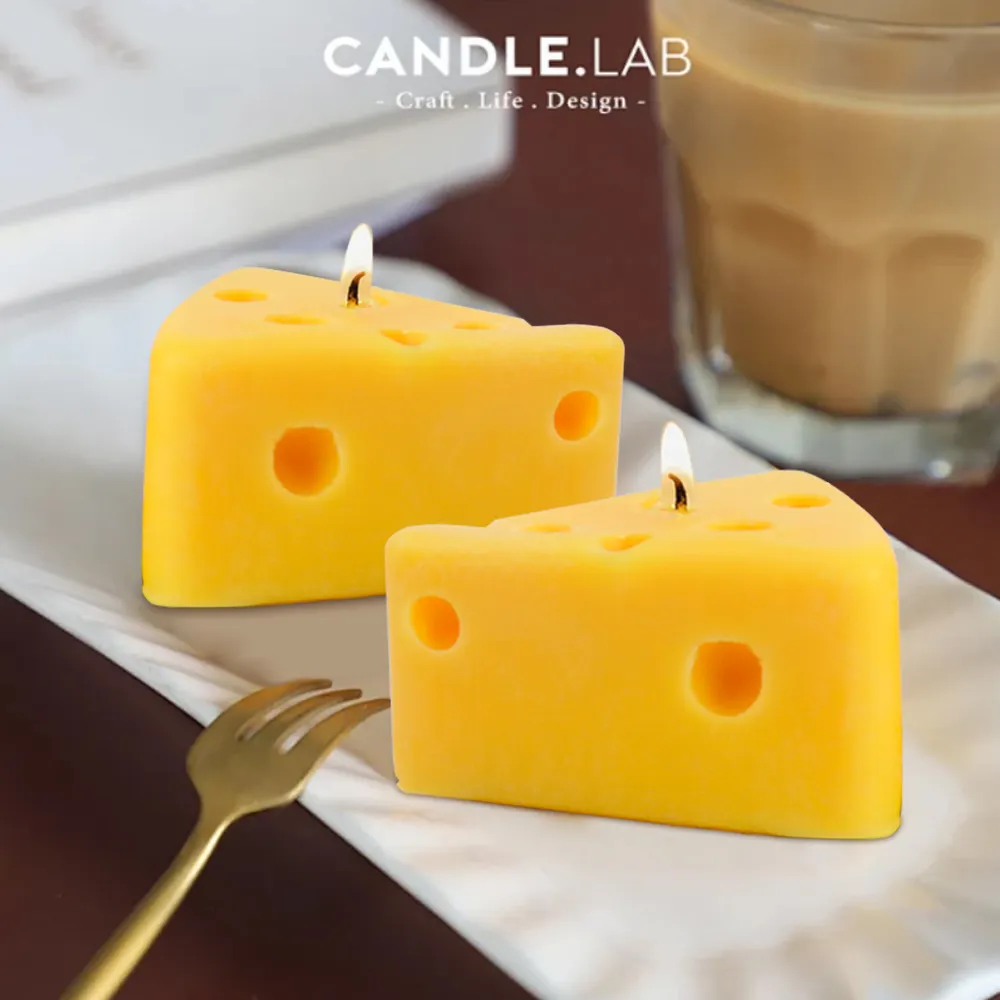 Vela de frutas simuladas de cera de soja artesanal, velas em forma de queijo e limão para ornamento