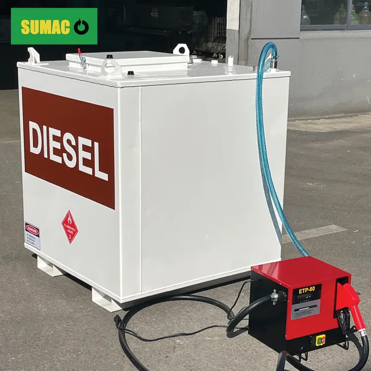 SUMMAC 핫 세일 휴대용 1000 리터 농장 컨테이너 가스 디젤 오일 저장 사각 연료 탱크 펌프