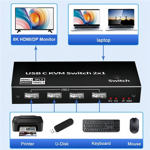 8K Thunderbolt 4 USB C <strong>KVM</strong> <strong>Switch</strong> 4K 120Hz USB-C Type-C <strong>KVM</strong> Switcher for 2 Computers Share <strong>1</strong> Monitor With 100W PD Fast Charging