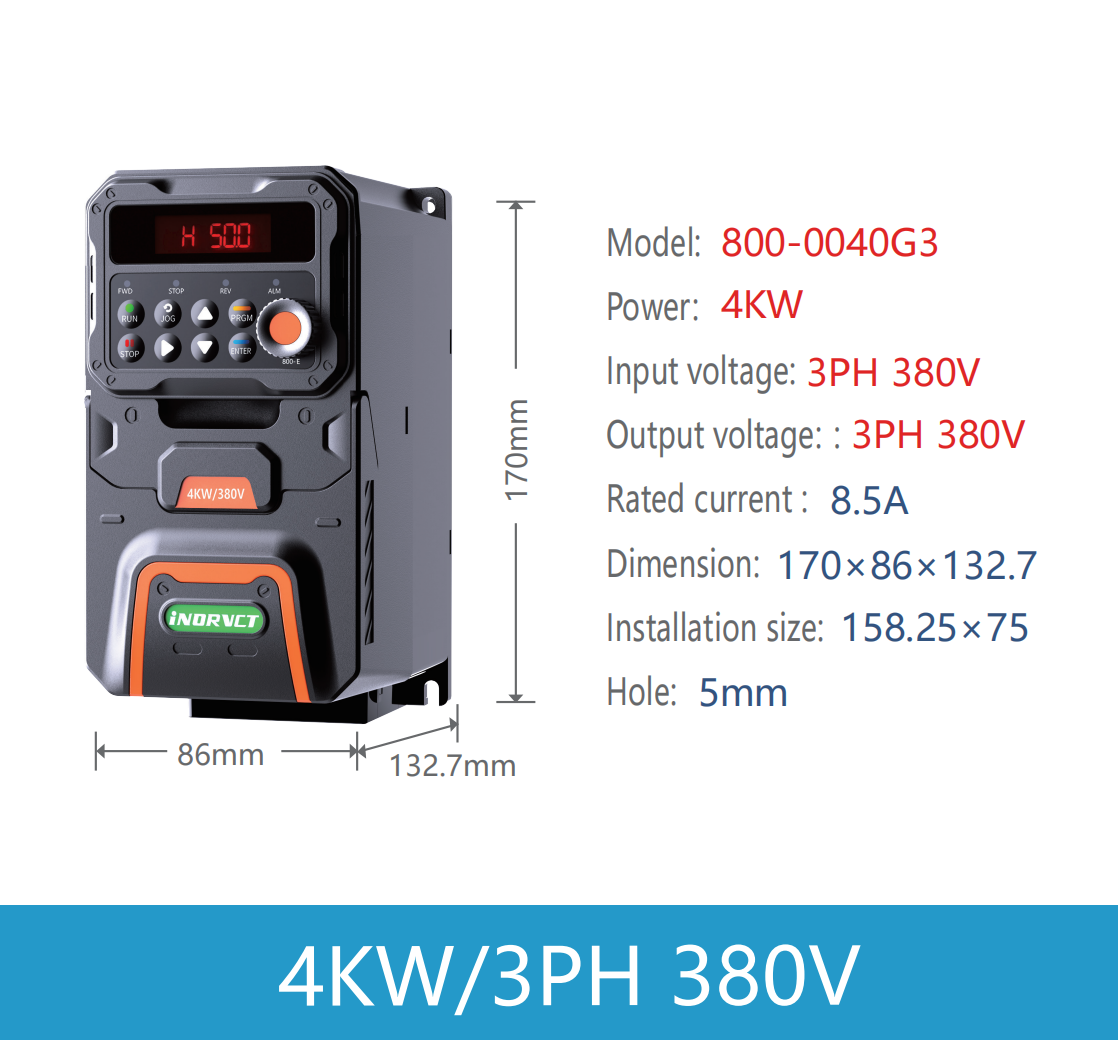 4 kW/5 ch monophasé 220 V vers triphasé 220 V