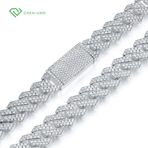 Güzel takı beyaz katı 10K 14K 18K altın Lab elmas küba Link zinciri 6mm 8mm 10mm 12mm kesim HPHT elmas küba kolye - Product Image 4